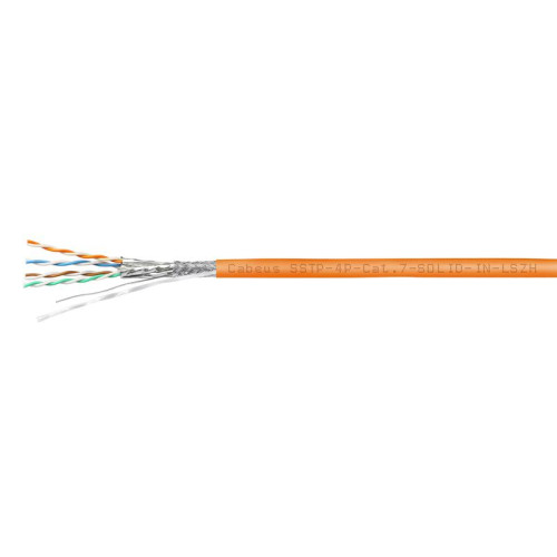 Кабель витая пара S/FTP кат.7 4х2х23AWG solid LSZH нг(А)-HF SSTP-4P-Cat.7-SOLID-IN-LSZH оранж. (уп.305м) Cabeus 7469c