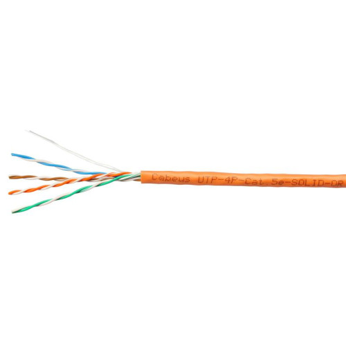 Кабель витая пара U/UTP кат.5E 4х2х24AWG solid PVC нг(А)-LS UTP-4P-Cat.5e-SOLID-OR оранж. (уп.305м) Cabeus 7253c