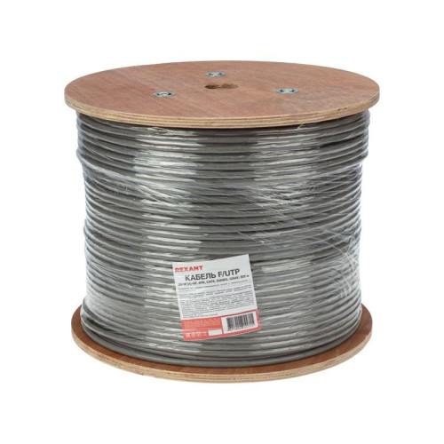 Кабель витая пара F/UTP кат.6 4х2х24AWG solid CU ZH нг(А)-HF сер. (305м) Rexant 01-0167