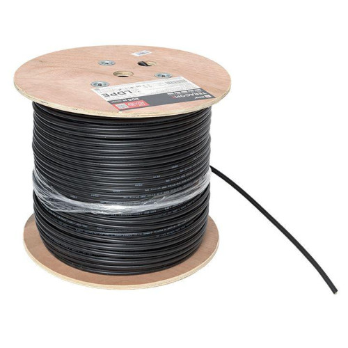 Кабель витая пара F/UTP кат.5E 4 пары 24 AWG solid с тросом сталь 7х0.4мм LDPE черн. (уп.305м) TERACOM PRO EKF TRP-5EFTP-04PE-BK-OTW3