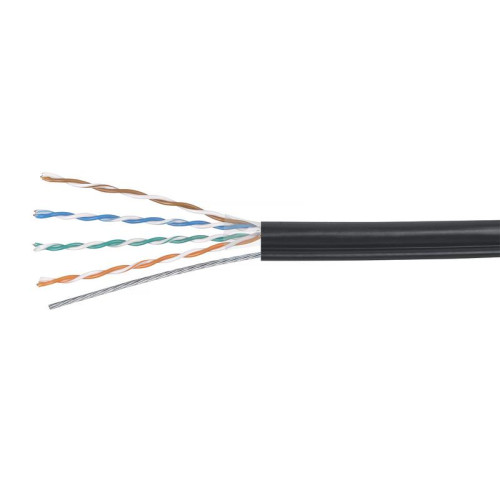 Кабель витая пара U/UTP кат.5E 4х2х24AWG solid РЕ OUTDOOR (трос) UTP-4P-Cat.5e-SOLID-ST-OUT черн. (уп.305м) Cabeus 7175c