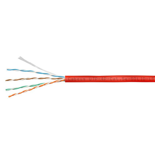 Кабель витая пара U/UTP кат.5E 4х2х24AWG solid LSZH нг(А)-HF UTP-4P-Cat.5e-SOLID-LSZH-RD красн. (уп.305м) Cabeus 9778c