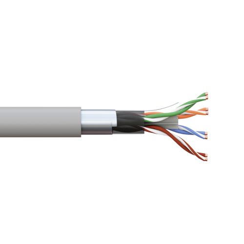 Кабель витая пара F/UTP кат.6 4 пары solid 23AWG оболочка LSZH нг(А)-HF TERACOM PRO сер. (уп.305м) EKF TRP-6FTP-04LSH-GY-IN3