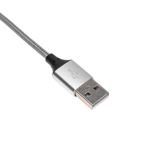 Кабель USB для iPhone 5/6/7 моделей шнур в тканевой оплетке черн. Rexant 18-4245