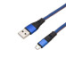 Кабель USB-microUSB 1м плоский провод син. джинсовая оплетка Rexant 18-1163