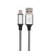 Кабель USB для iPhone 5/6/7 моделей шнур в тканевой оплетке черн. Rexant 18-4245