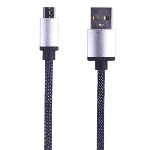 Кабель USB microUSB шнур в джинс. оплетке Rexant 18-4242