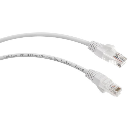 Патч-корд кат.5E U/UTP неэкранир. 2хRJ45/8p8c PC-UTP-RJ45-Cat.5e-1m-WH PVC 1м бел. Cabeus 7672c