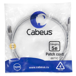 Патч-корд F/UTP кат.5E 2xRJ45/8p8c экранир. LSZH 1.5м сер. Cabeus 8871c