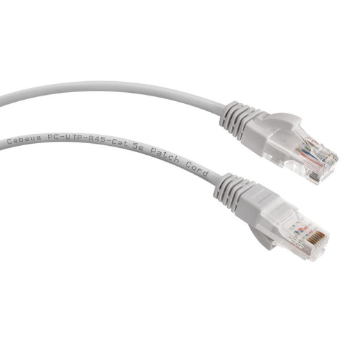 Патч-корд кат.5E U/UTP неэкранир. 2хRJ45/8p8c PC-UTP-RJ45-Cat.5e-1m PVC 1м сер. Cabeus 7211c