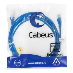 Патч-корд кат.5E U/UTP неэкранир. 2хRJ45/8p8c PC-UTP-RJ45-Cat.5e-3m-BL PVC 3м син. Cabeus 7462c