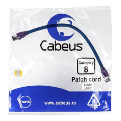 Патч-корд S/FTP кат.8 (40G 2000 MHz) 2xRJ45/8p8c экранир. LSZH 0.3м син. Cabeus 9699c