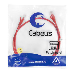 Патч-корд U/UTP кат.5E 2xRJ45/8p8c неэкранир. PVC 1м красн. Cabeus 7674c