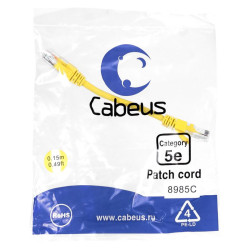 Патч-корд U/UTP кат.5E 2xRJ45/8p8c неэкранир. PVC 0.15м желт. Cabeus 8985c