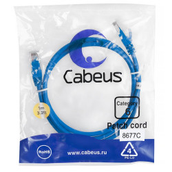 Патч-корд U/UTP кат.6 2xRJ45/8p8c неэкранир. PVC 1м син. Cabeus8677c