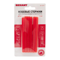 Стержень клеевой d7мм L100мм красн. (блист.6шт) Rexant 09-1019