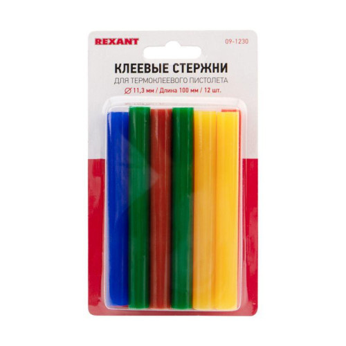 Стержень клеевой d11.3мм L100мм цветной (блист.12шт) Rexant 09-1230