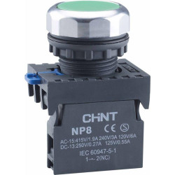 Кнопка управления NP8-10BND/3 подсвет. самовозв. AC110-230В(LED) 1НО IP65 (R) зел. CHINT 667584