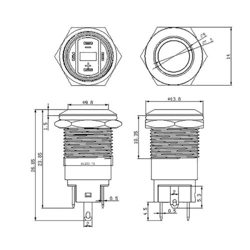 Кнопка антивандальная d12 12В без фикс. (2с) OFF-(ON) красн. Rexant 36-3210