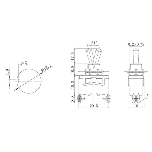 Тумблер 250В 15А (2c) ON-OFF 1п (KN-101) (инд. упак.) Rexant 36-4110-1