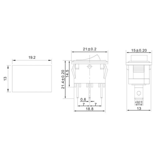 Выключатель клавишный 250В 6А (3с) ON-ON красн. Mini (RWB-202 SC-768) Rexant 36-2131