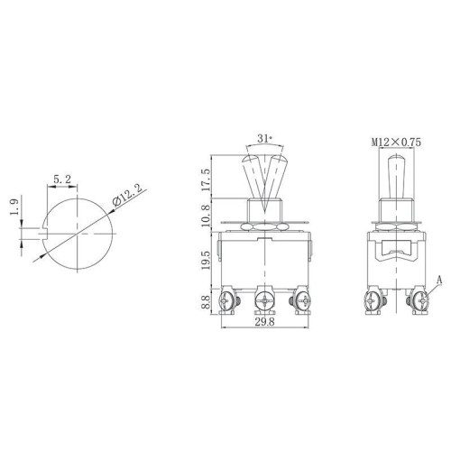 Тумблер 250В 15А (6c) ON-OFF-ON 2п (KN-203) блист. Rexant 06-0328-B