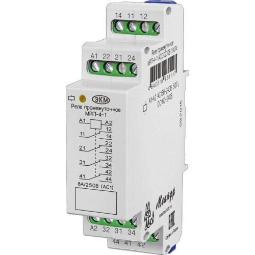 Реле промежуточное МРП-4-1 ACDC24В УХЛ4 4 перекл. контакта коммутир. ток до 8А Меандр A8302-16938056