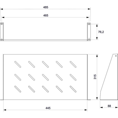 Полка консольная перфорированная 19дюйм 2U Г=315мм SH-J017-2U-315-BK черн. Cabeus 8627c