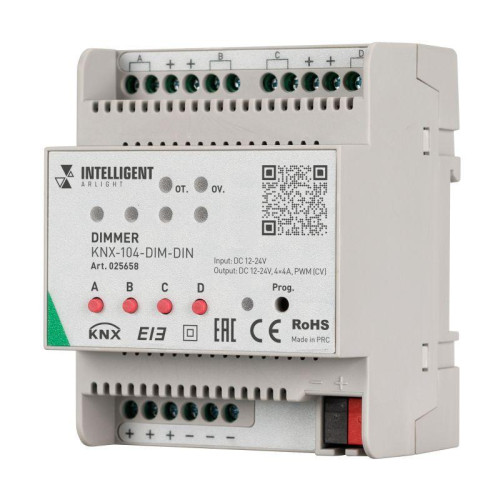 Диммер KNX-104-DIM-DIN (12-24В 4х4А) INTELLIGENT ARLIGHT 025658