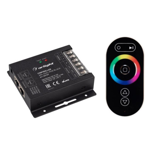 Контроллер ARL-OVAL-RGB Black 12-24В 3х10А ПДУ Овал RF RJ45 IP20 метал. Arlight 027157