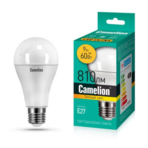 Лампа светодиодная LEDRB/9-A60/830/E27 9Вт 220В LED-M A60 3000К E27 Camelion 15065