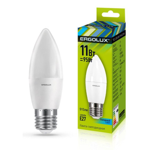 Лампа светодиодная LED-C35-11W-E27-4K 11Вт свеча 4500К бел. E27 180-240В Ergolux 13622