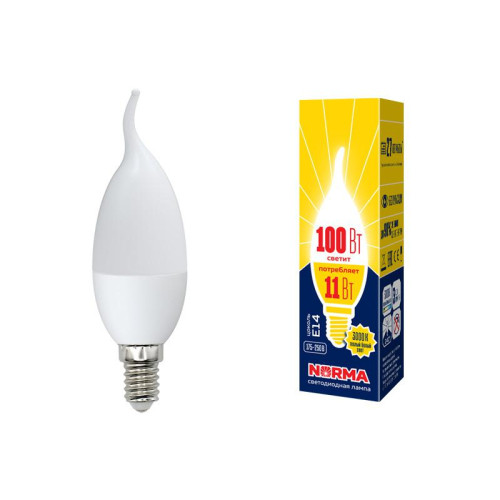 Лампа светодиодная LED-CW37-11W/WW/E14/FR/NR Norma 11Вт матовая E14 (упак. картон) Volpe UL-00003817