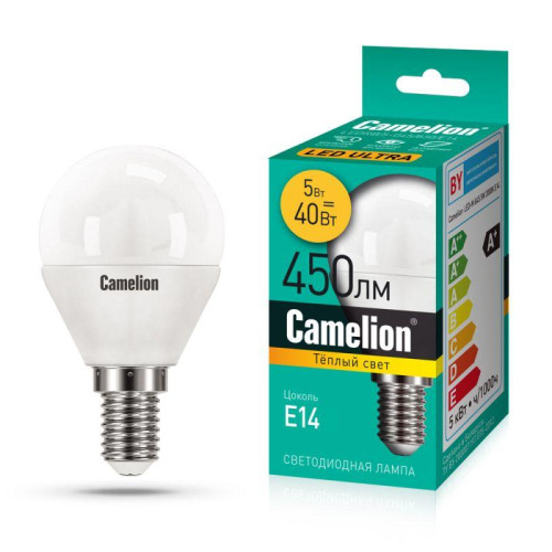 Лампа светодиодная LEDRB/5-G45/830/E14 5Вт 220В LED-M G45 3000К E14 Camelion 15057