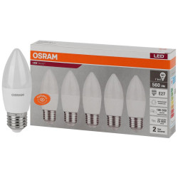 Лампа светодиодная LED Value LVCLB60 7SW/840 7Вт свеча матовая E27 230В 2х5 RU (уп.5шт) OSRAM 4058075578043