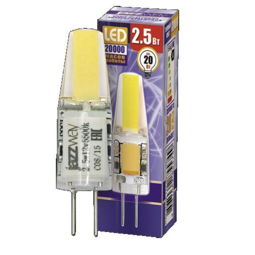 Лампа светодиодная PLED-G4 COB 2.5Вт капсульная 5500К холод. бел. G4 200лм 12В JazzWay 2855770