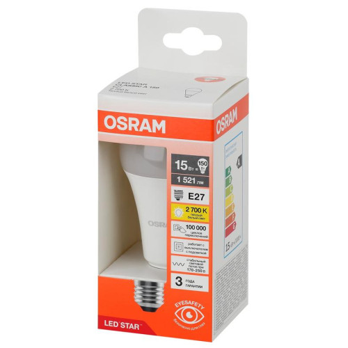 Лампа светодиодная LED Star 15Вт грушевидная 2700К E27 1521лм (замена 150Вт) OSRAM 4058075695382