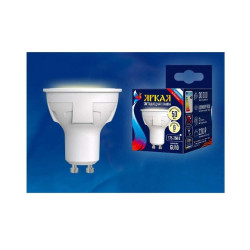 Лампа светодиодная LED-JCDR 6W/WW/GU10/FR PLP01WH Яркая JCDR 6Вт матовая 3000К тепл. бел. GU10 (упак. картон) Uniel UL-00002423