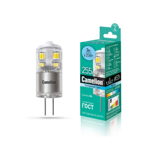 Лампа светодиодная LED3-G4-JD-NF/845/G4 3Вт 220В Camelion 13863