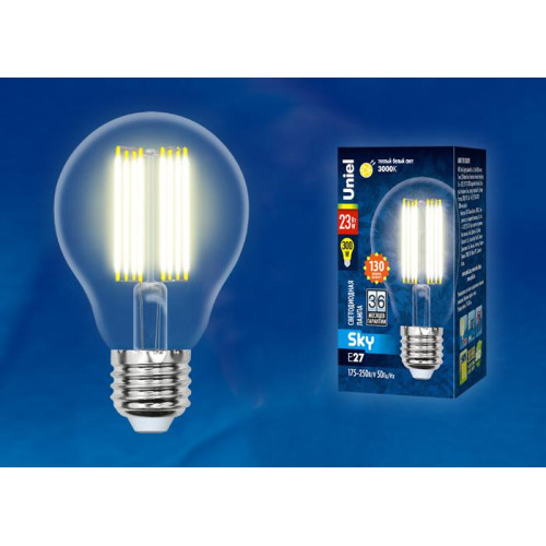 Лампа светодиодная LED-A70-23W/3000K/E27/CL PLS02WH Sky прозр. картон Uniel UL-00005897