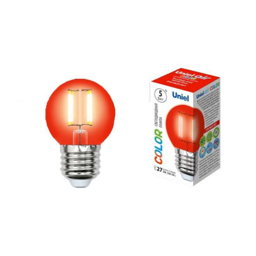 Лампа светодиодная LED-G45-5W/RED/E27 GLA02RD форма 