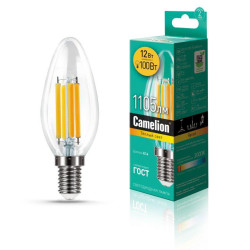 Лампа светодиодная филаментная LED12-C35-FL/830/E14 12Вт 220В Camelion 13708