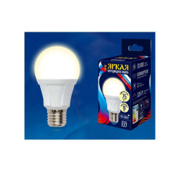 Лампа светодиодная LED-A60 10W/WW/E27/FR PLP01WH Яркая 10Вт грушевидная матовая 3000К тепл. бел. E27 (упак. картон) Uniel UL-00001524