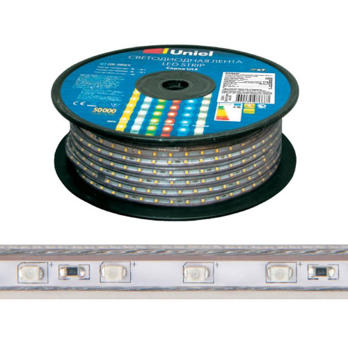 Лента светодиодная ULS-2835-120LED/m-10mm-IP67-220V-10W/m-50M-4000K 10Вт/м 120LED/м 4000К нейтр. бел. IP67 220В 10мм гибкая герметичная (уп.50м) Uniel UL-00006481