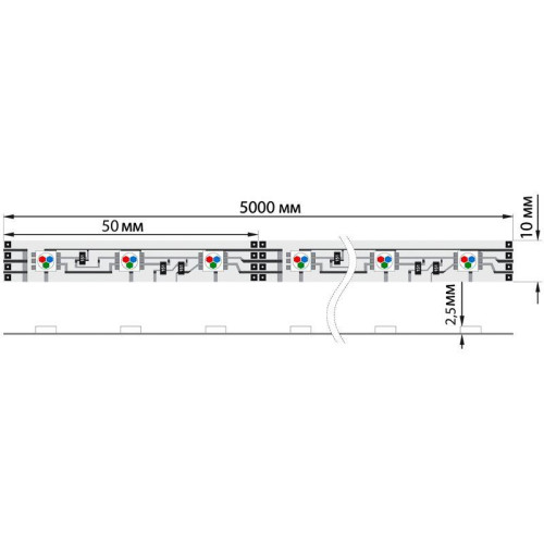 Лента светодиодная SMD5050 60LED/м 14.4Вт/м 12В IP65 (уп.5м) RGB Lamper 141-499