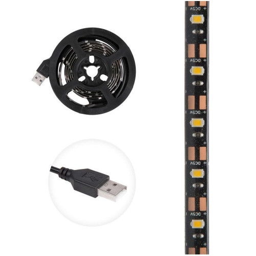 Лента светодиодная с USB коннектором 5В 8мм IP65 SMD 2835 60LED/m 3000К тепл. бел. Lamper 141-386