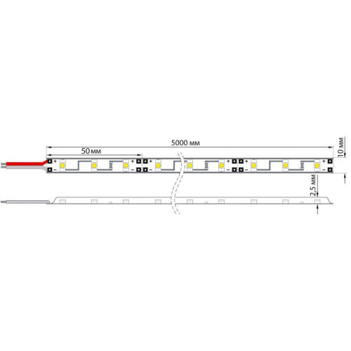 Лента светодиодная SMD3528 4.8Вт/м 60LED/м IP23 12В (уп.5м) бел. Lamper 141-335