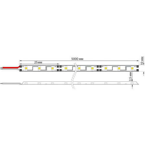 Лента светодиодная SMD3528 бел. 9.6Вт/м 120LED/м 12В IP23 (уп.5м) Lamper 141-395