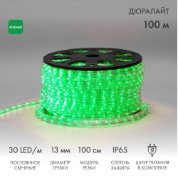 Шнур светодиодный Дюралайт фиксинг 2Вт 30LED/м зел. (уп.100м) Neon-Night 121-124-6