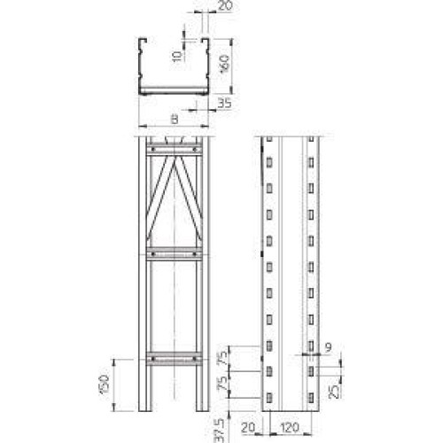 Лоток лестничный 200х160 L6000 сталь 2мм WKLG 1620 FT OBO 6227120